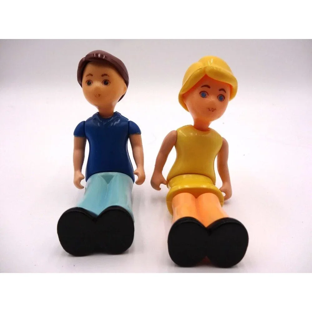 Little Tikes Dollhouse Girl Mother Yellow dress Blonde Hair and  Boy Brother Dad